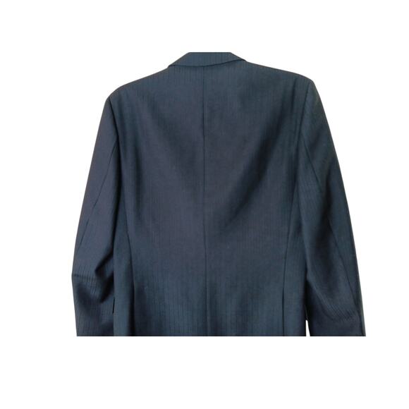 Cecil Gee Navy Blue Blazer Jacket 48 Made in Switzerland Viscose Pinstripe Hole - Picture 3 of 16